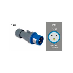 Ficha Industrial 16A 2P+T 220V IP44 Azul - Famatel