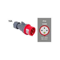 Ficha Industrial 16A 3P+T 380V IP44 Rojo - Famatel