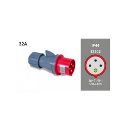 Ficha Industrial 32A 3P+T 380V IP44 Rojo- Famatel