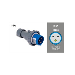 Ficha Industrial 16A 2P+T 220V IP67 Azul - Famatel