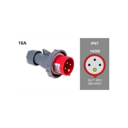 Ficha Industrial 16A 3P+T 380V IP67 Rojo - Famatel