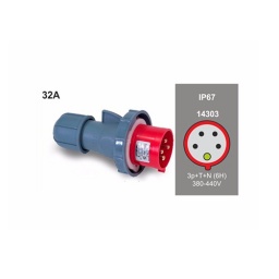 Ficha Industrial 32A 3P+T+N 380V IP67 Rojo - Famatel