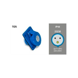 Base Tablero Industrial 16A 2P+T 220V IP44 Azul - Famatel