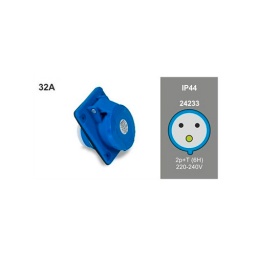 Base Tablero Industrial 32A 2P+T 220V IP44 Azul - Famatel