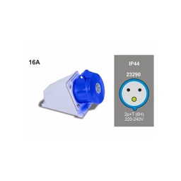 Base Pared Industrial 16A 2P+T 220V IP44 Azul - Famatel