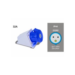 Base Pared Industrial 32A 2P+T 220V IP44 Azul - Famatel
