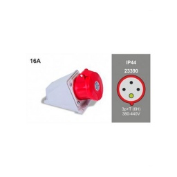 Base Pared Industrial 16A 3P+T 380V IP44 Rojo - Famatel