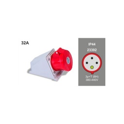 Base Pared Industrial 32A 3P+T 380V IP44 Rojo - Famatel