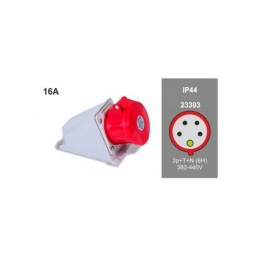 Base Pared Industrial 32A 3P+T+N 380V IP44 Rojo - Famatel