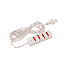 Alargue 4 tomas 3 en lnea  Cable 3m  Blanco - Contactum