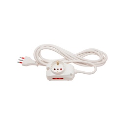 Alargue 2 tomas 3 en lnea + 1 schuko  Cable 3m  Blanco - Contactum