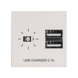Módulo Cargador USB 2.1A · 2 Bocas · Blanco · Serie Presta Pro - Conatel