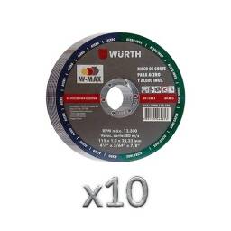 Oferta 10 Discos de Corte 115x1.0x22.2 - Wurth 